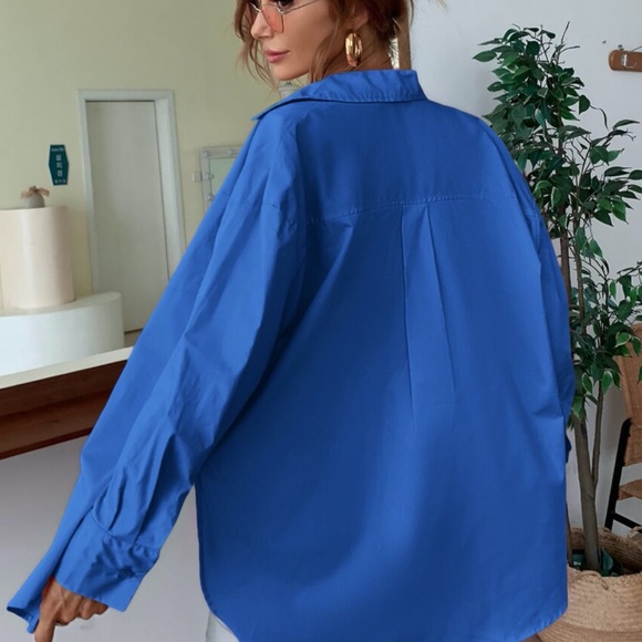 Oysho dark blue button down shirt size L for women - Picture 2 of 8